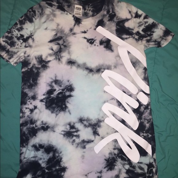 PINK Victoria's Secret Tops - Victoria Secret PINK tie dye blue shirt